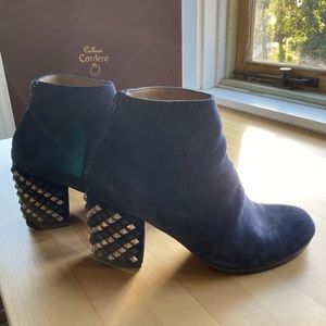 Calleen Cordero Blue Suede Studded Booties